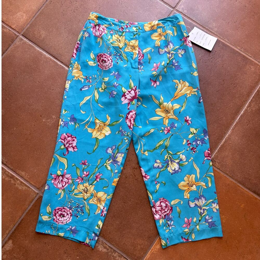Spenser Jeremy Silk Deadstock Floral Hawaiian Print Wallpaper Crop Pants size 10